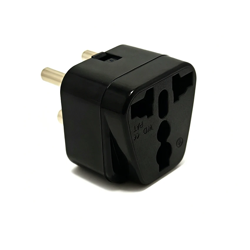 

South Africa Plug 10A 250V Round 3pins For India, South Africa, Nepal Sri Lanka Tourism Travel Conversion Plug Black White