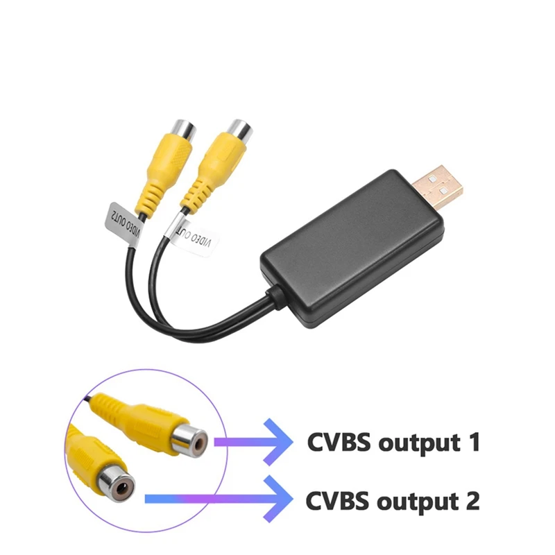 USB To CVBS RCA Video Output Adapter Box Interface Connect To Monitor Display Device For Android Radio Multimedia Easy To Use