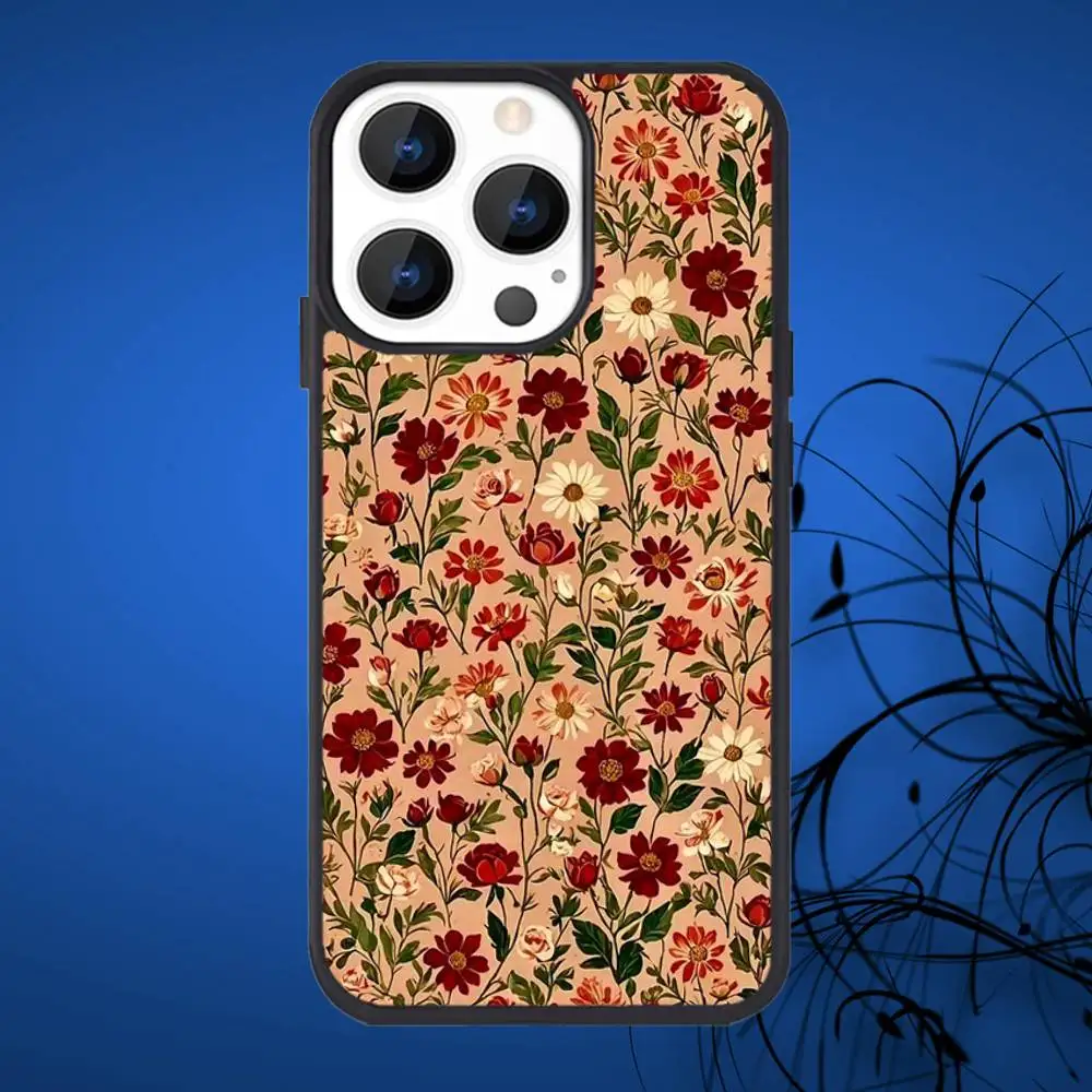 حافظة هاتف بنمط زهرة لطيفة لهاتف آيفون 17,16,15,14,13,12,11,Plus,Pro,Max Mini Magsafe شحن لاسلكي مغناطيسي