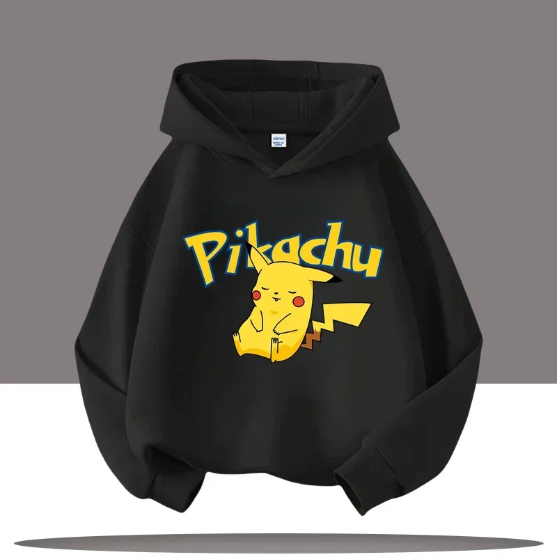 Felpa con cappuccio per bambini con stampa cartoon Pokémon per l'autunno e l'inverno, top casual a maniche lunghe, maglietta sportiva per ragazzi della serie Pokémon