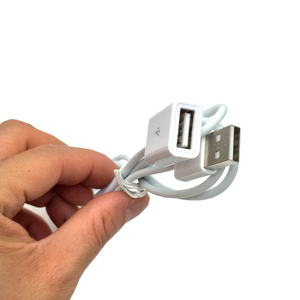 USB 2.0 male female expansion adapter cable 1 meter 3 foot USB data extension cable white PVC metal