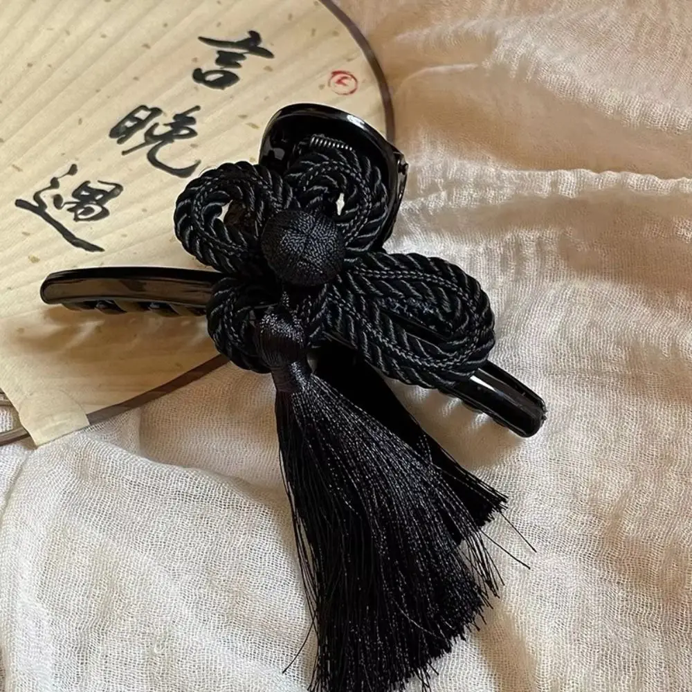 Ancient Style Chinese Style Hair Clips Acrylic Dignified Hand Woven Tassel Clip Elegant Hair Grasps