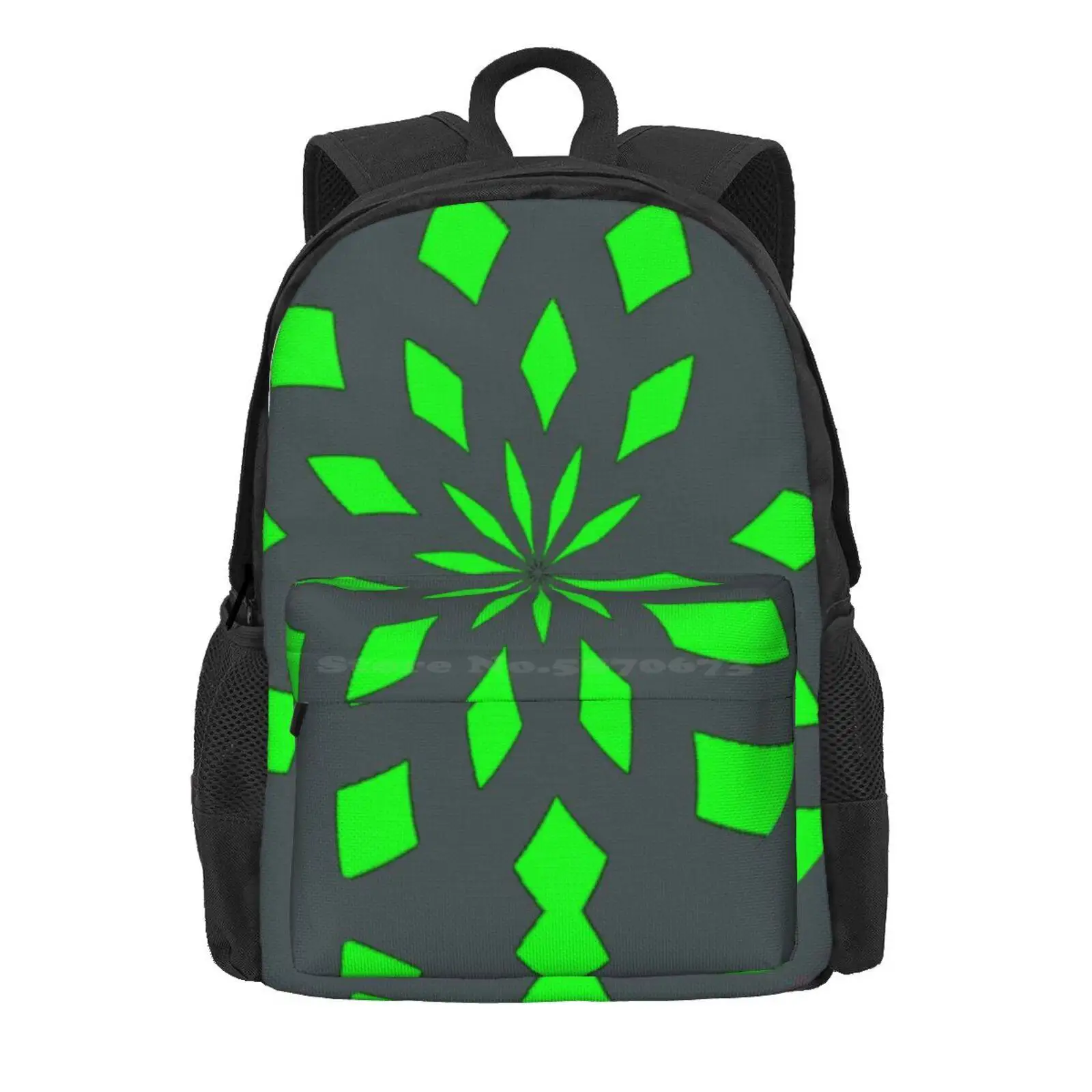 Flower Circle 5 Hot Sale Schoolbag Backpack Fashion Bags Flower Circle Bright Geometric Shapes Novel Triangles Green