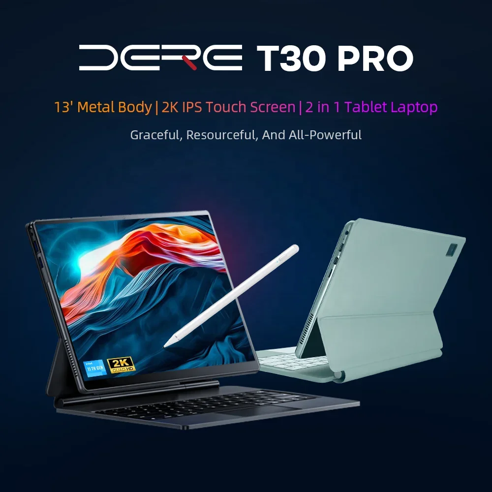 Dere t30 Großhandel tragbare 2 in 1 Touchscreen Laptop 16GB RAM 512GB schlanke persönliche und private Laptop-Computer