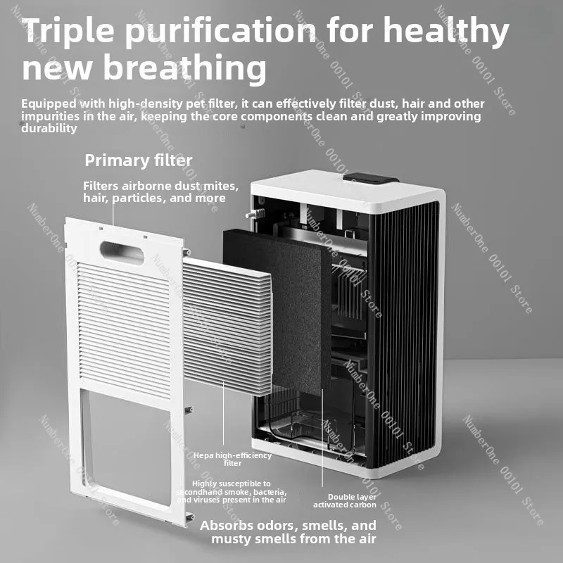 Deshumidificador Doméstico con Purificador de Aire para Dormitorio, Absorbedor de Humedad Silencioso, Dispositivo Deshumidificador