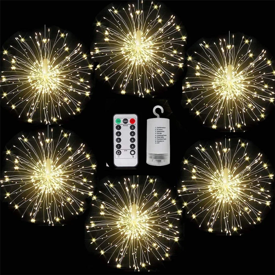 Tirvose 200LEDs Christmas Garland String Lights 8 Modes Explosion Star Firework Fairy Garden Lights for Indoor Outdoor Decor