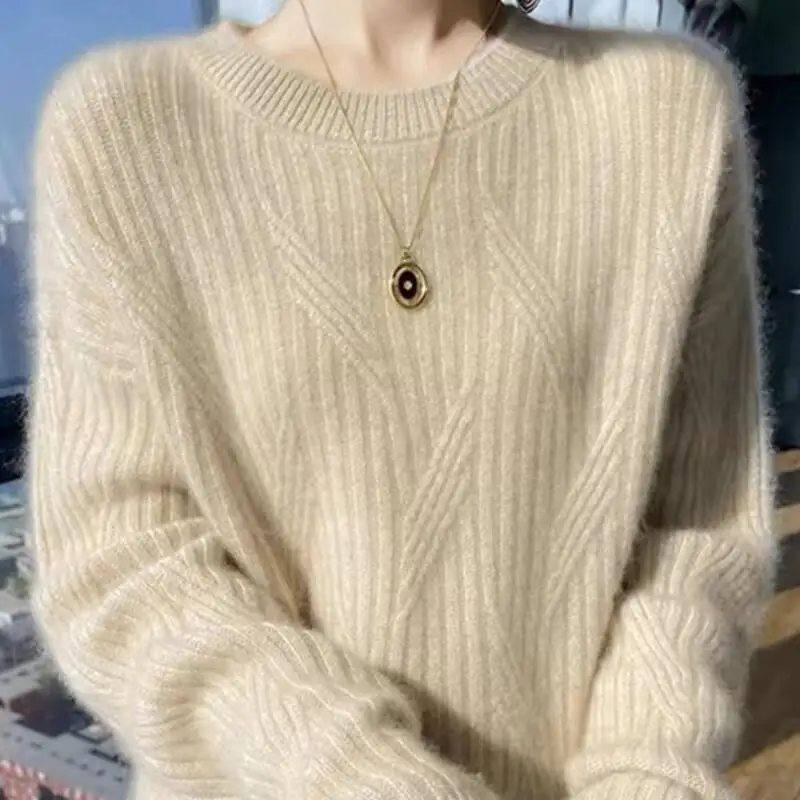 

sweater Western style jacquard thickened outer autumn winter round neck women's sweater knitted bottoming shirt with short tops