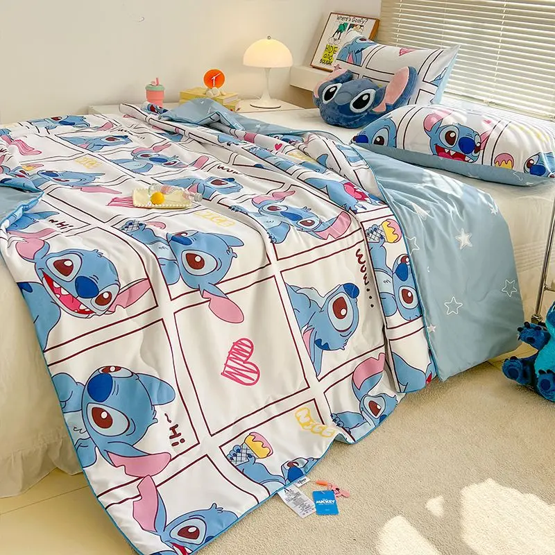 Disney Lilo & Stitch Anime Stitch Cartoon Kawaii Summer Adult Comfortable Breathable Lightweight Summer Cooling Quilt Wholesale