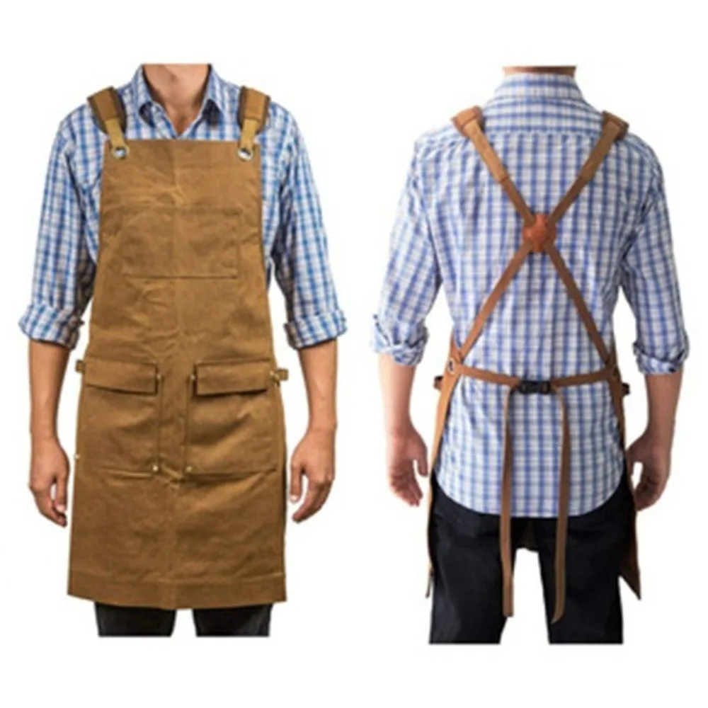 ポケット付きの耐摩耗性電気技師の作業エプロン、防塵厚手のキャンバスツールバッグ、防水印刷、大工の作業服
