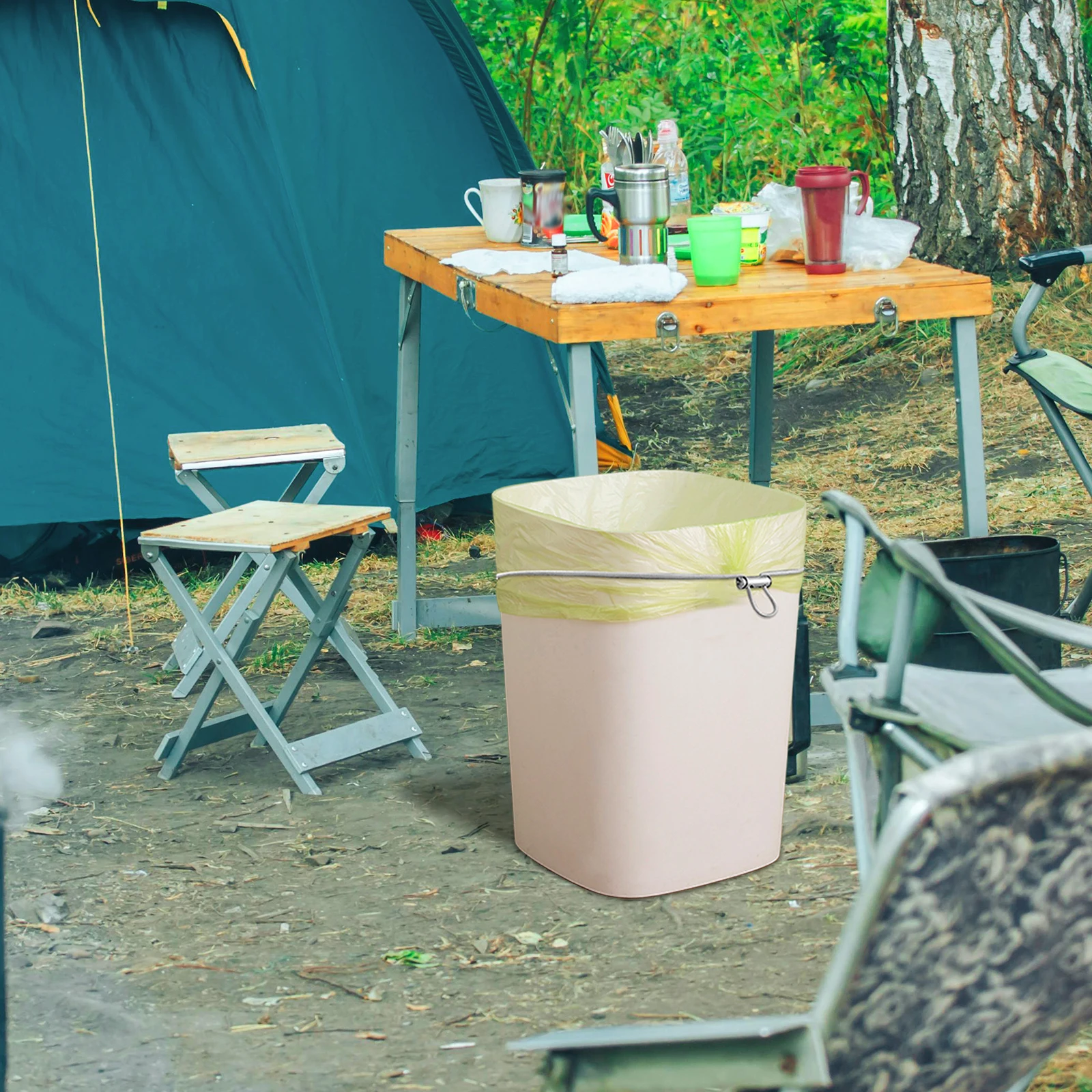 6 шт. мусорный бак с резиновой лентой, держатель для мешка, застежки для мусора, эластичный фиксированный бытовой пластик