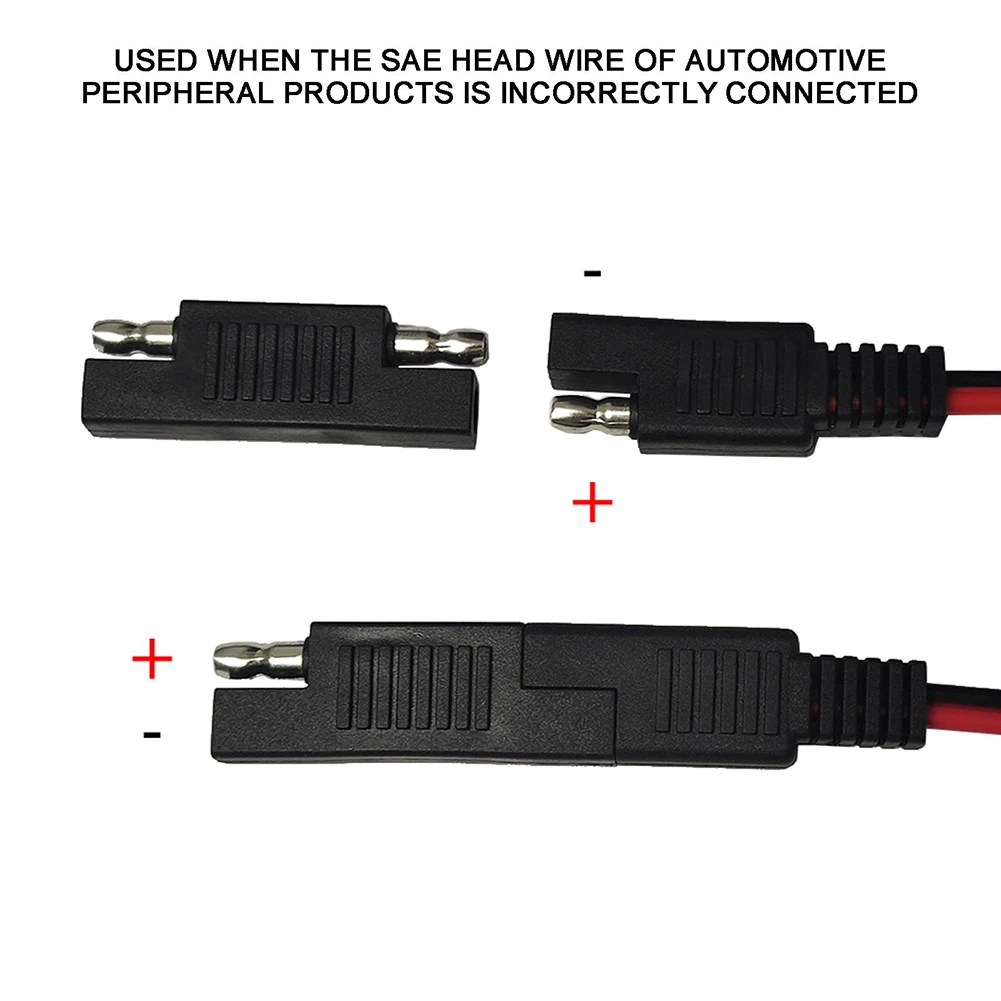 SAE to SAE Polarity Reversal Adapter for 12V 24V DC Solar Panel Outputs Mobile Power Supplies and Small Household Appliances