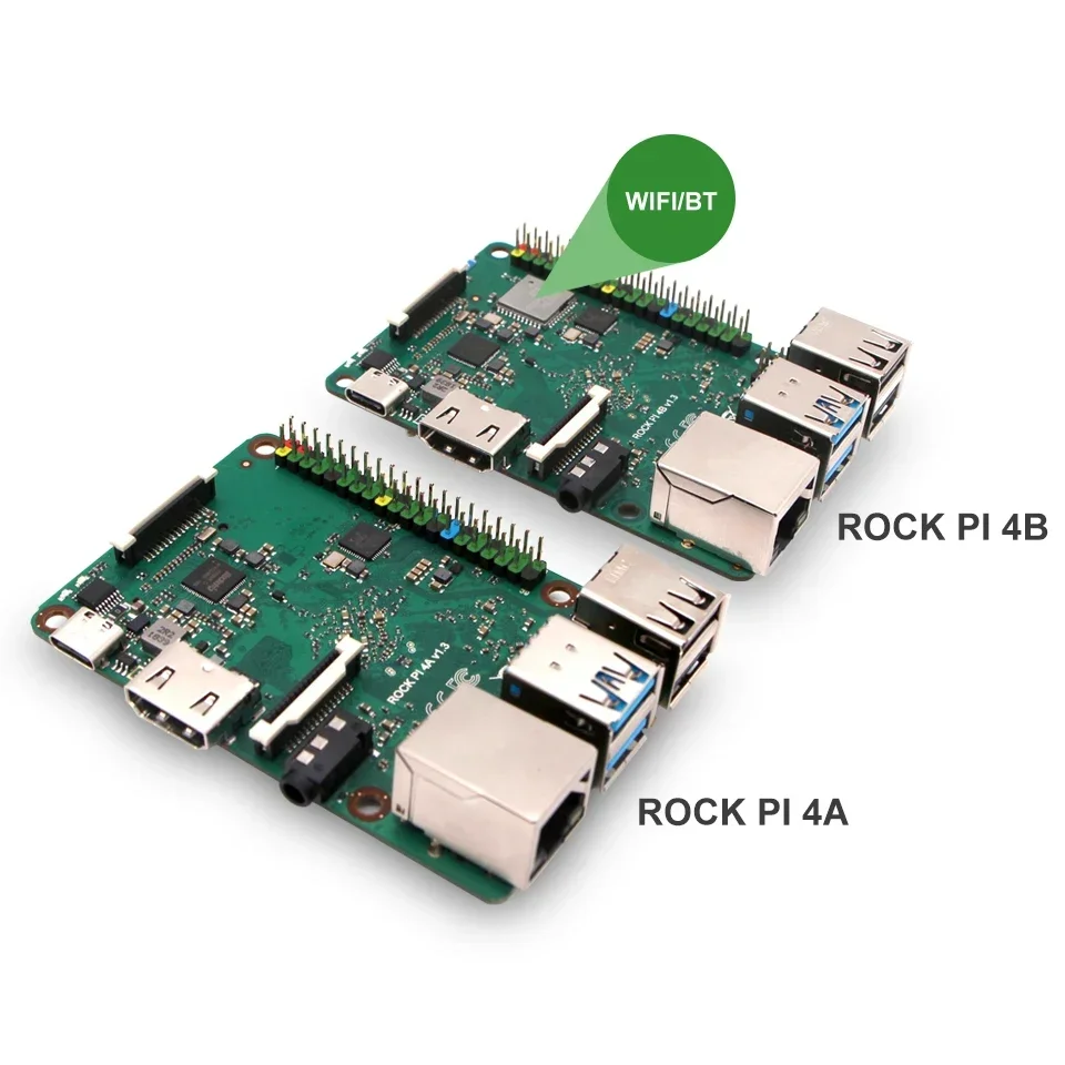 ROCK PI 4B V1.4 Rockchip RK3399 ARM Cortex ستة النواة SBC/كمبيوتر لوحة واحدة متوافق مع شاشة Raspberry Pi الرسمية