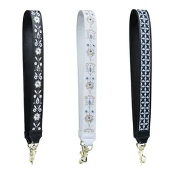 Adjustable Shoulder Straps Embroidery Strap Genuine Cow Leather Wide Shoulder Bag Accessories for Women Replacement Bag Strap