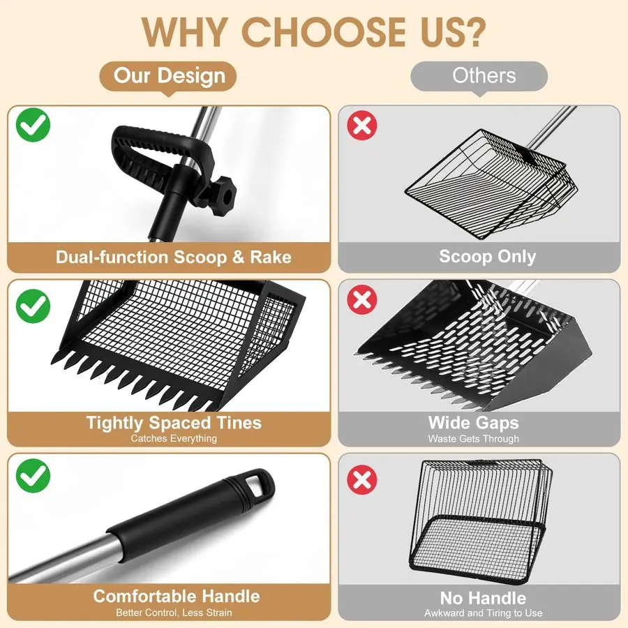 Poop Scooper amp Rake 2in1,10 مغرفة حظيرة الدجاج المعدنية لـ Poop مع مقبض من الفولاذ المقاوم للصدأ قابل للتعديل من 35 إلى 62، مغرفة القمامة أ #6