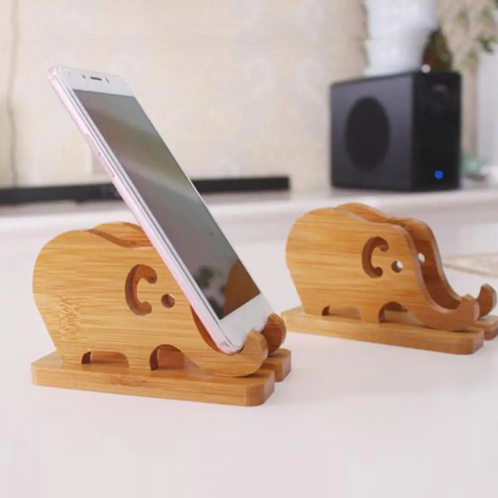 Cute Creative Phone Holder Bamboo Elephant Anti-slip Mobile Phone Holder Stand Bracket Table Decor Gift