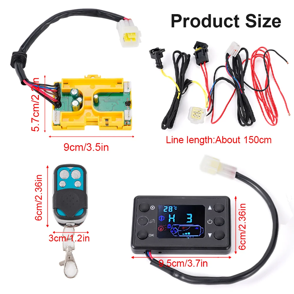 5KW Air Diesel Parking Heater Display Switch Control Black 6-button LCD Switch For Parking Heater Controller Board Motherboard