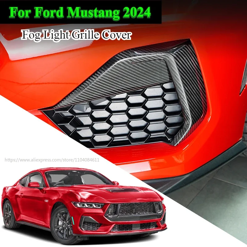 

For Ford Mustang 2024 Fog Light Grille Cover Front Bumper Lamp Shell Headlight Fog Lamp Frame Hood Auto Accessories