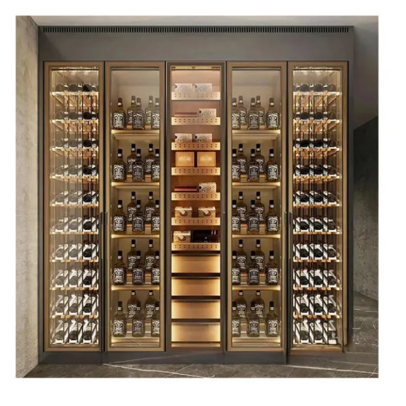 custom.Factory Customized Stainless Steel Display Cabinet Red Wine Cooler and Showcase Rack with Constant Temperature Control