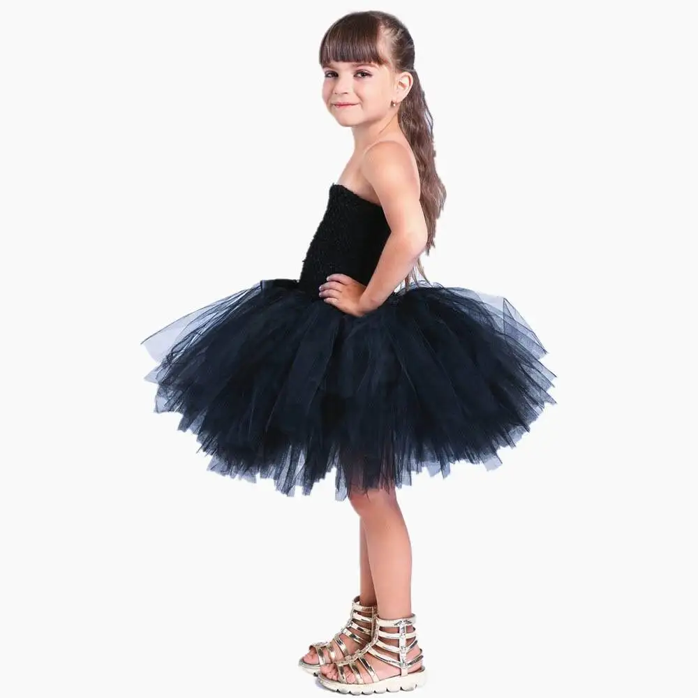 귀여운 검은 고양이 투투 드레스, 아기 소녀 생일 드레스, 유아 어린이 할로윈 의상, 어린이 동물 코스프레 복장, 단색 검정색