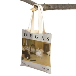 Borsa per la spesa da donna Cartoon Impression borsa da Ballerina di Edgar Degas borsa pieghevole in tessuto Shopper Harajuku Style Student Canvas Tote