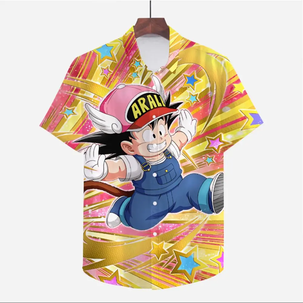 Male Clothes Men's Shirt Seaside Trip Shirts Dragon Ball Z Cute Social Fashion Original Oversized Blouse Beach Style Streetwear