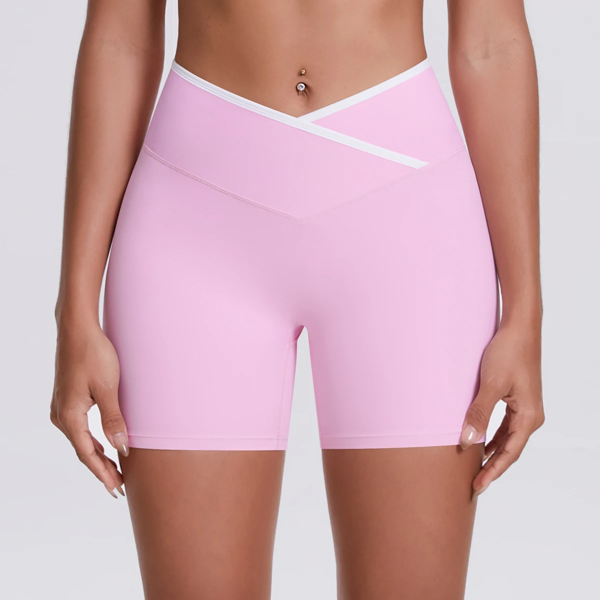 Crossover Design High Waist Yoga Shorts Quick-Dry Breathable Summer Gym Workout Fitness Running Shorts for Woman - Image 2