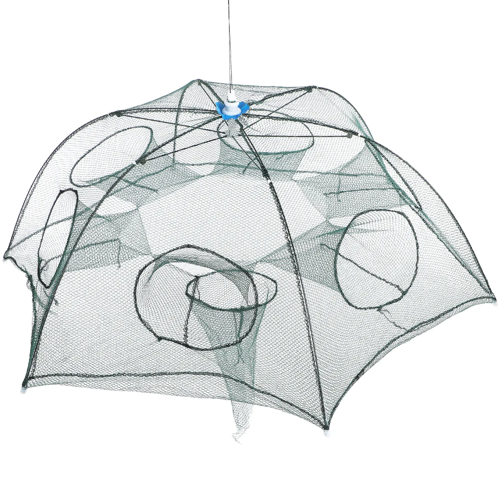 

Сетка-парашют с 6 отверстиями, маленькая, зеленая, автоматическая, складная, легкая, из эластичного материала, для ловли креветок, крабов, омаров, рыбы, раков