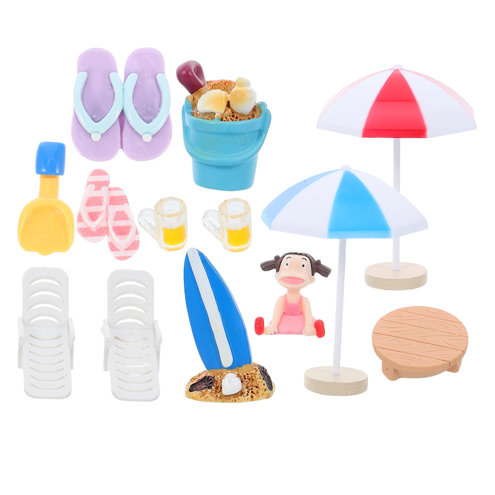 

13Pcs Miniature Beach Decoration Resin Plastic Dollhouse Accessories Vibrant Summer Theme DIY Craft Decor for Micro Landscape
