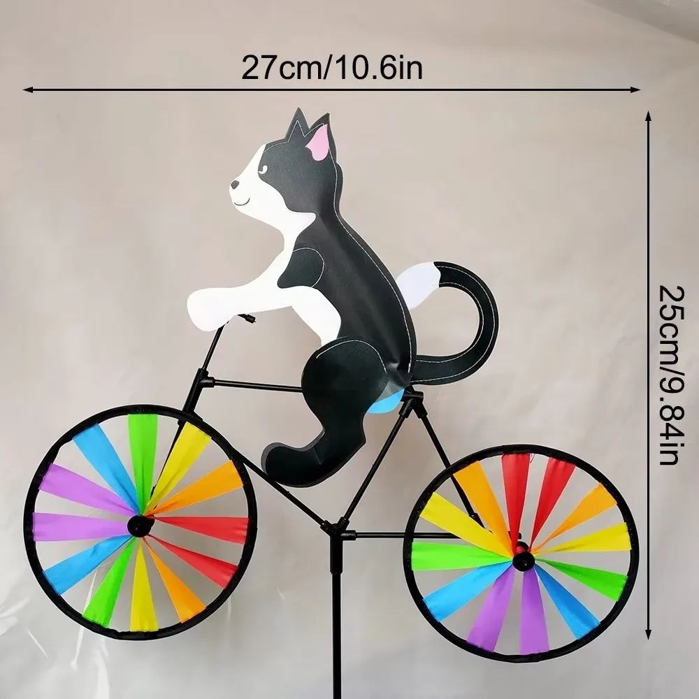 Three-dimensional Cartoon Animal Riding Windmill Cartoon Modelling Wind Spinners Bicycle Wind Spinners Standing Pole Lawn - view 3