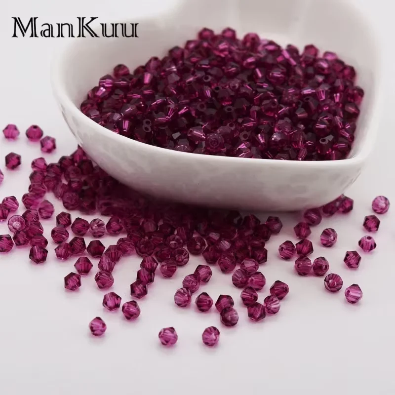 

MANKUU 4mm Bicone Crystal Glass Beads with Rhinestone Effect Loose Beads DIY Bracelet Necklace 100pcs/Lot Craft Supplies