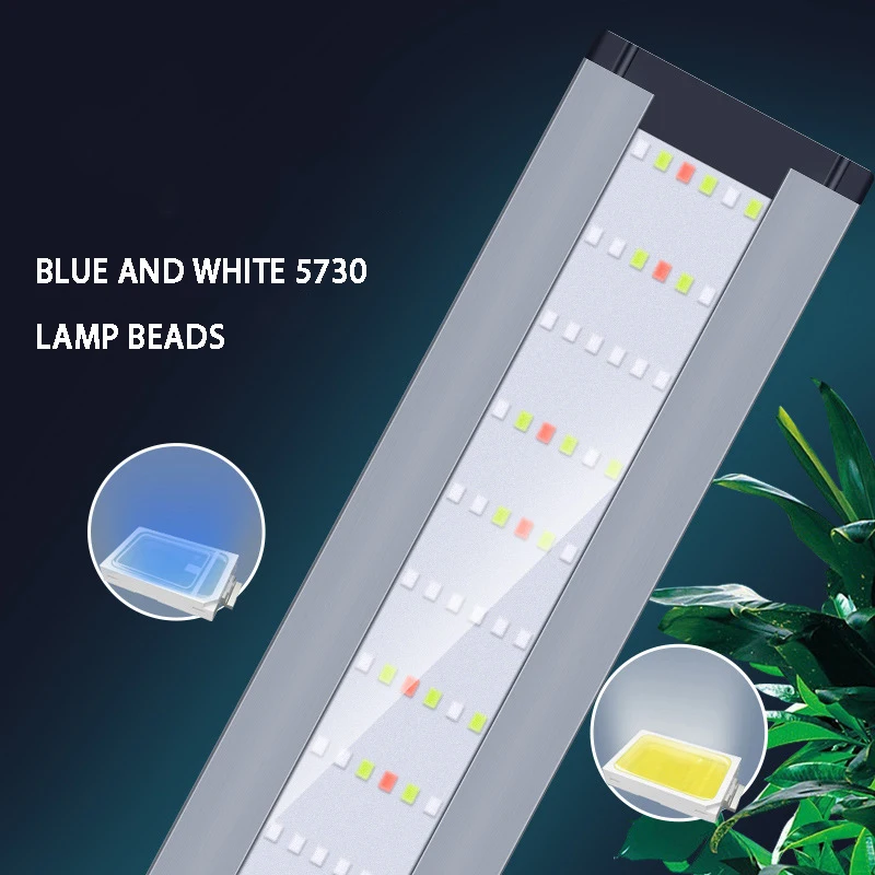 Aquarium aluminum alloy LED lamp2 Aquatic plant lamp Aquarium landscaping LED lamp Blue white red fish tank bracket lamp