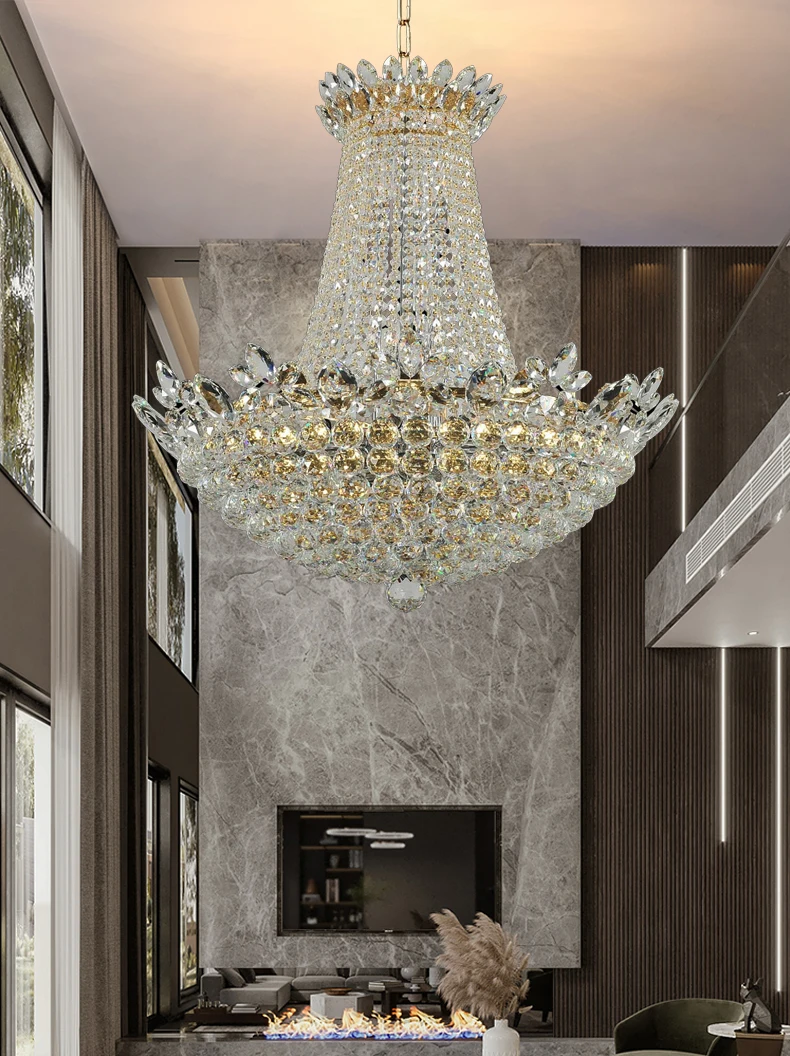 American Luxurious K9 Crystal Chandelier Art Deco Modern Chandeliers Lights Fixture European Hotel LED Home Indoor Lighting