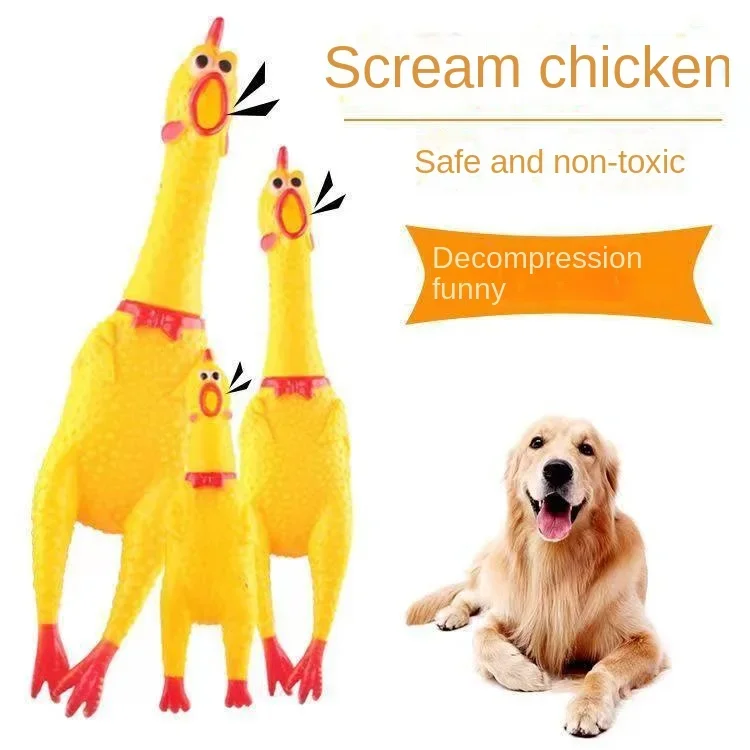 17cm 31cm Dog Toys Yellow Rubber Pet Supplies New Exhaust Chicken Fun Toys Durable Products Home and Garden For Dogs Kitchen