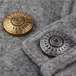 Round Metal Sewing Buttons for Needlework, Vintage Clothing Accessories, British Style, Coat and Jacket, Fashion, 10Pcs Per Lot