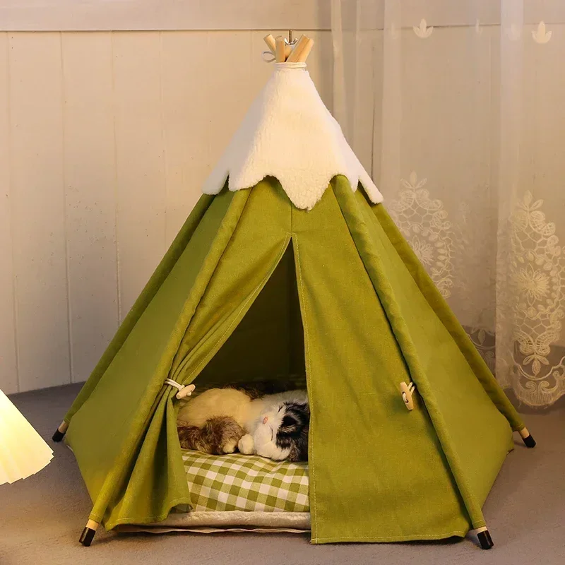 Tiendas tipi para mascotas para perros pequeños o gatos, cama dulce para cachorros, casas lavables para perros o gatos con cojín de felpa grueso,