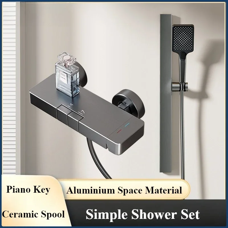 

Grey Rainlfall Pressurized Bathroom Shower Set Wall Mounted Bathroom Shower Faucet Set Two Ways Water Outlet Shower System