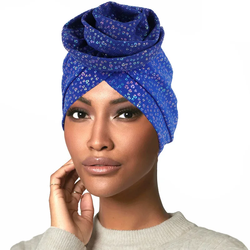 

Indian Knot Glitter Women Muslim Hijab Chemo Cap Bonnet Hair Loss Hat Beanies Head Wrap Scarf Cover African Headtie Turbante