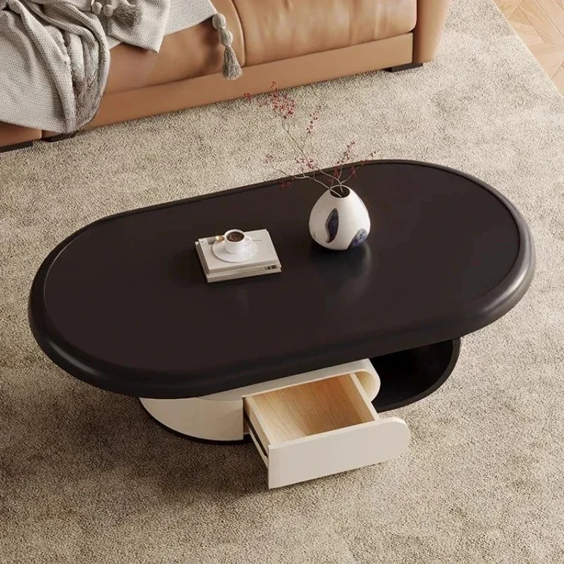 & Nordic Solid Wood Coffee Tables Home Furniture Modern Small Apartment Oval Tea Table Creative Design Living Room Sofa Side Tab
