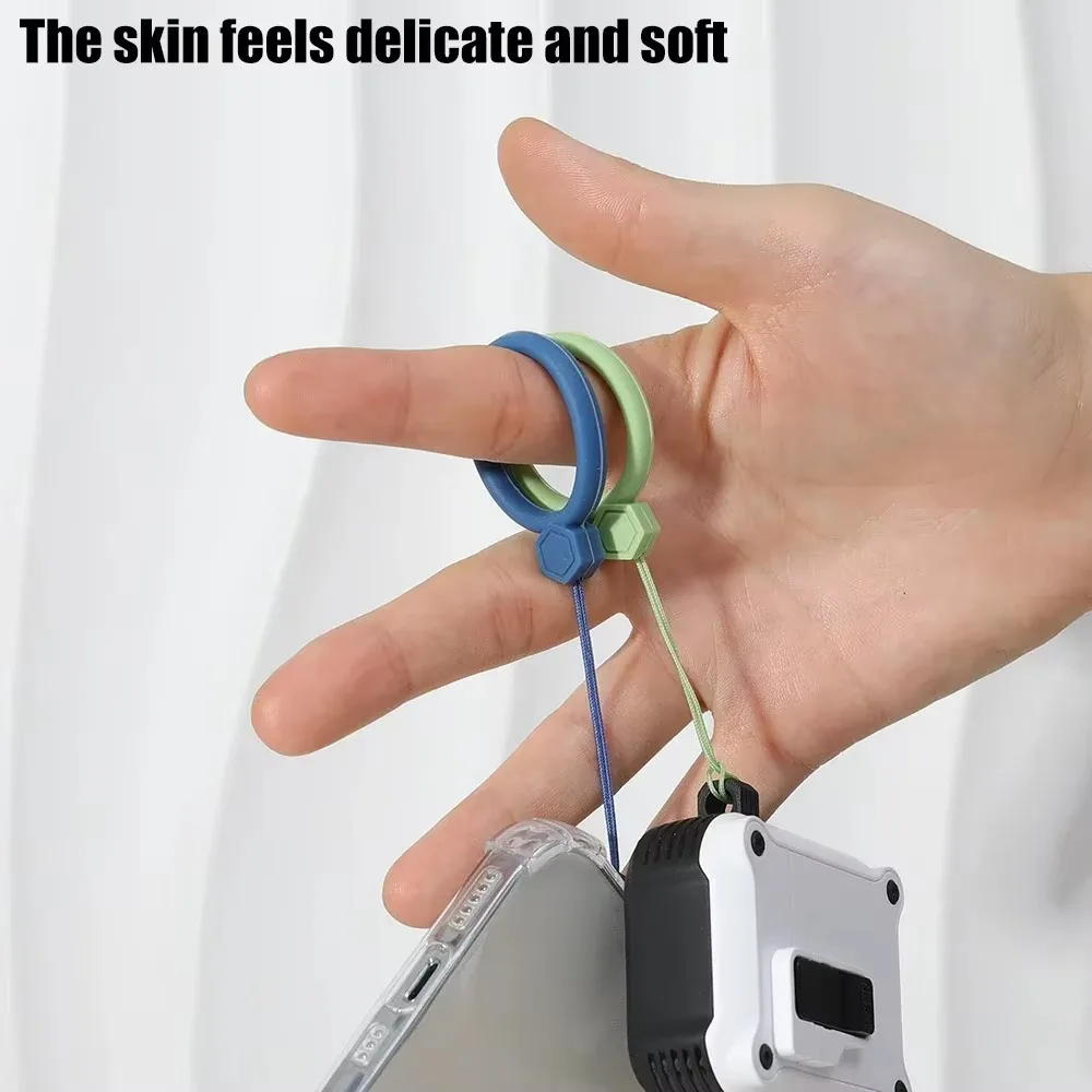 Silicone Lanyard Finger Strap for Iphone Samsung S25 Multicolor CellPhone Finger Ring Lanyard Hanging Rope for U Disk Keychain