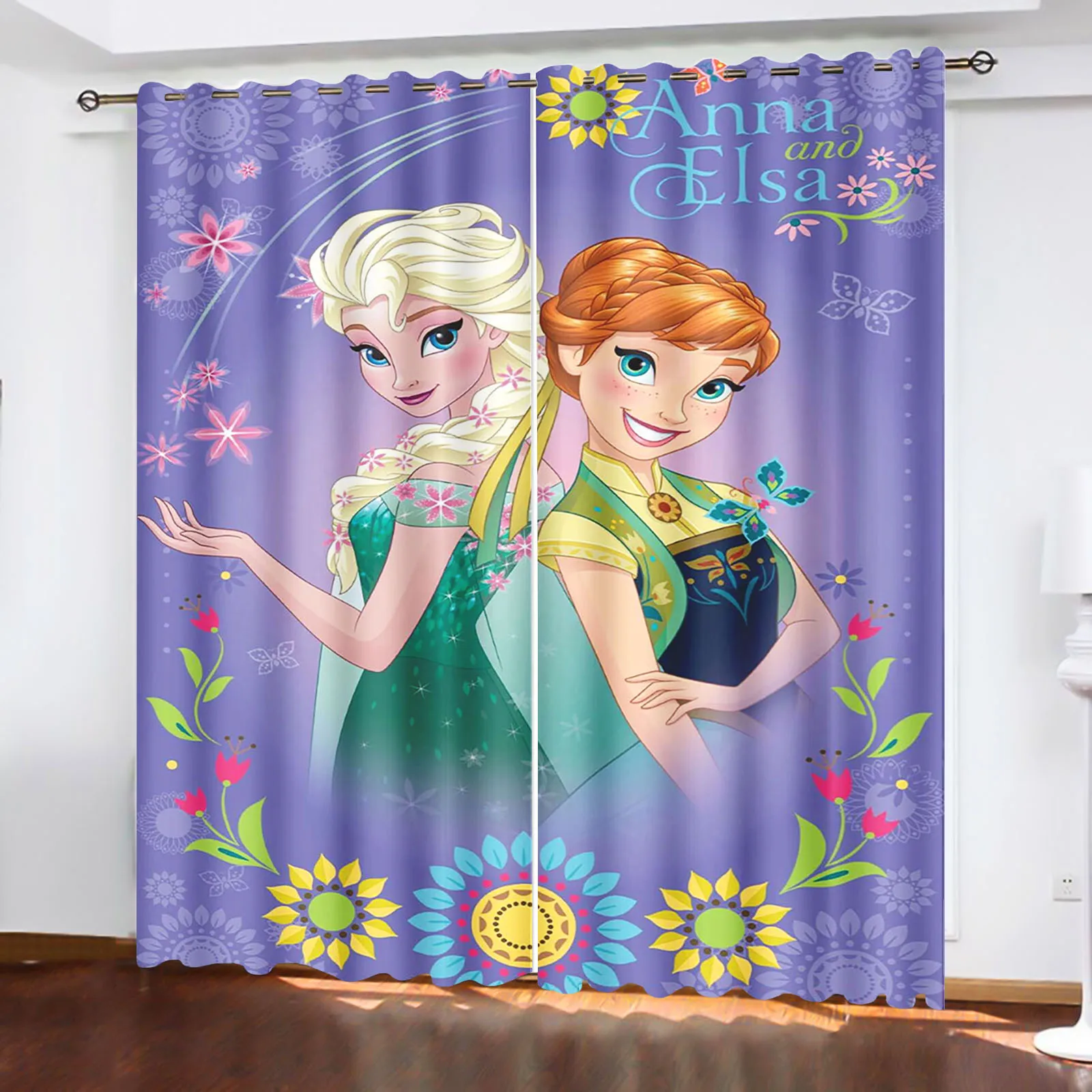 Princess Elsa Anna Frozen Printed Curtains For Living Room Bathroom Living Room Bedroom Blackout Curtains Drapes Dustproof  Home