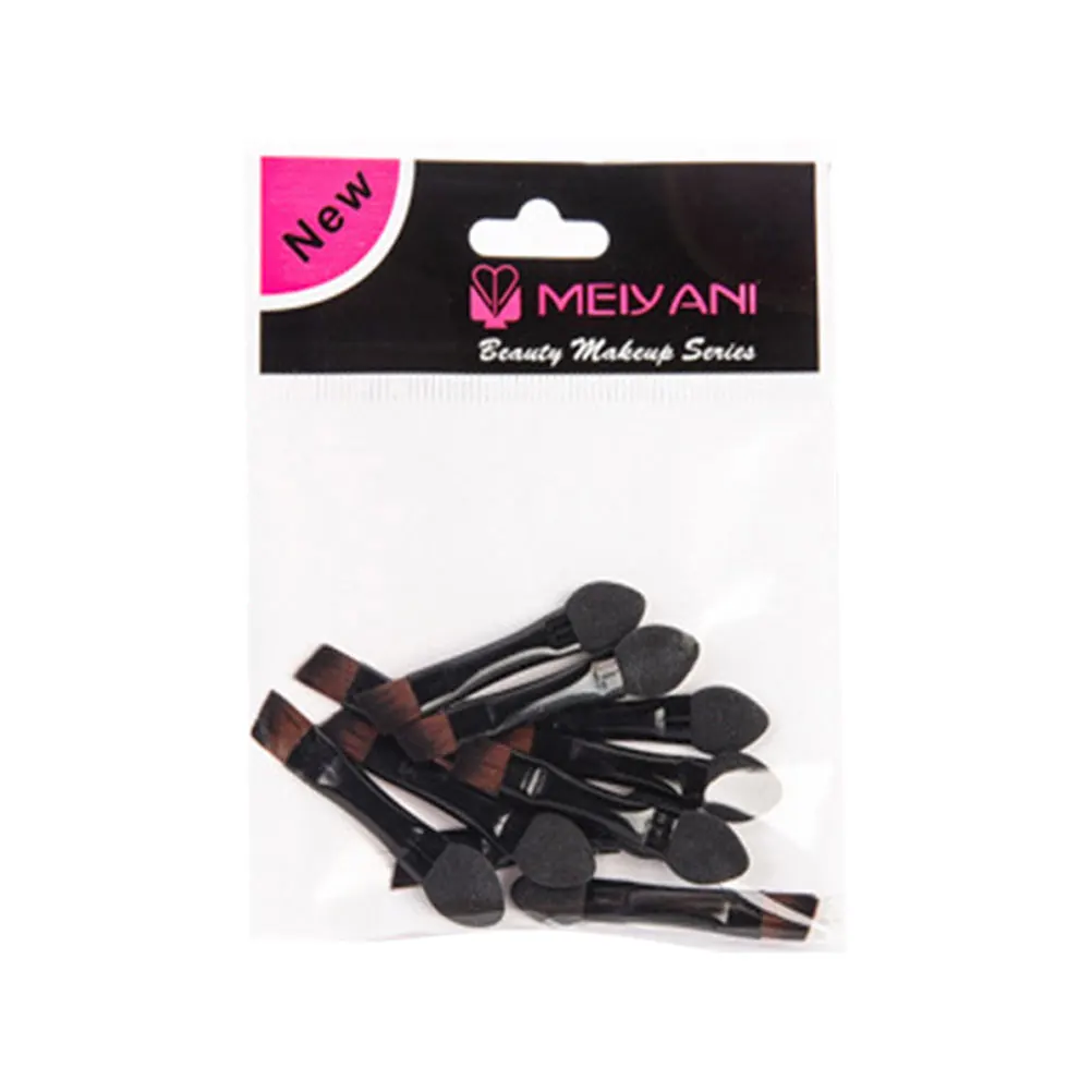 Conjunto de aplicador de sombra para sobrancelha e lábios, pincéis pretos, esponja dupla, cosméticos, mistura de maquiagem para os olhos, iniciante profissional