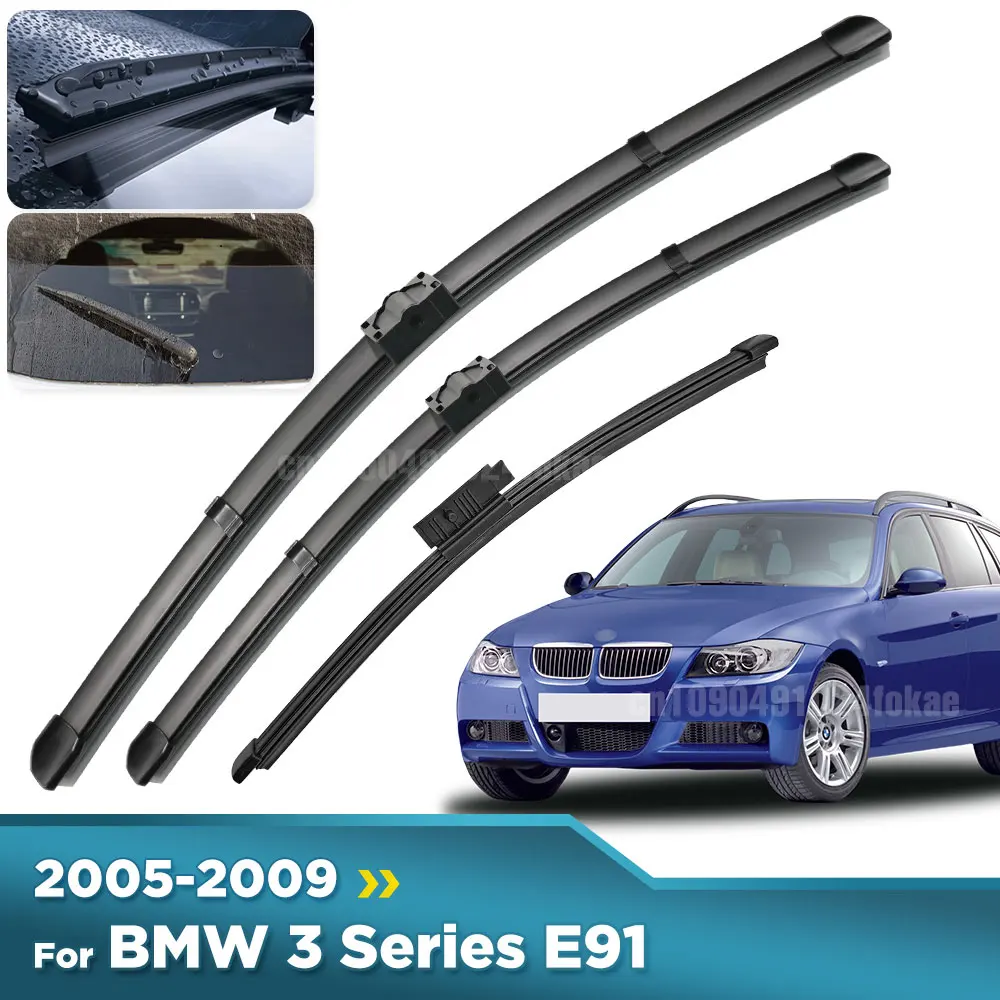 

For BMW 3 Series E91 2005-2009 2006 2007 2008 Wiper Front & Rear Wiper Blades Windshield Windscreen Window Brushes 24"+19"+14"