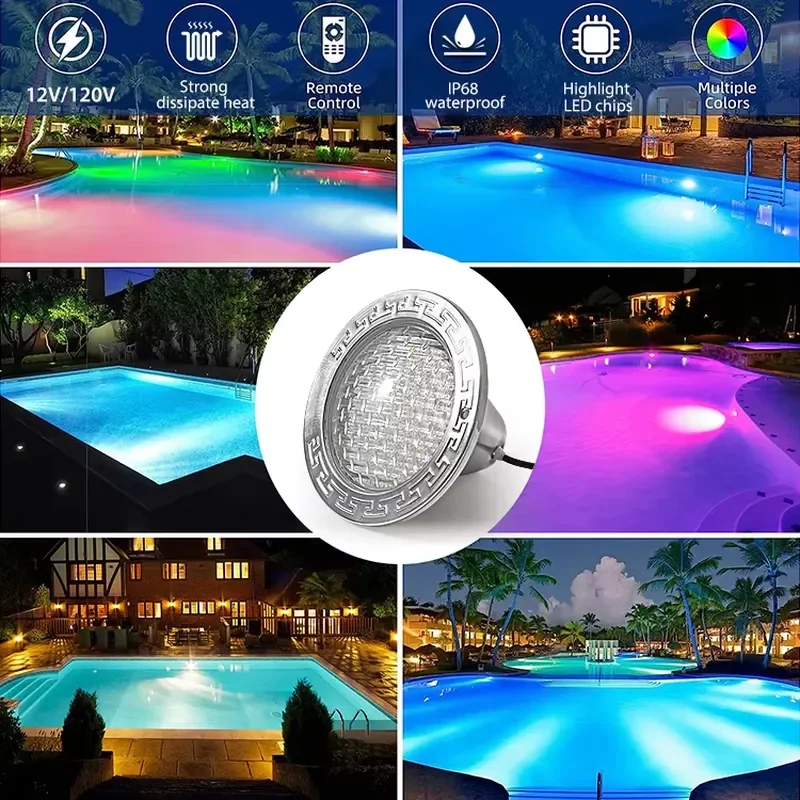 12V 120V 45W 100Ft 50Ft Led Pool Replacement Bulb Rgb Color Underwater Led Pool Light