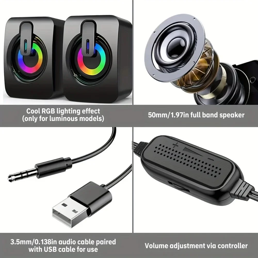 

LED Light Speaker Laptop Sound Box HIFI Stereo Microphone For Computer Laptop Notebook Desktop Mini Sound Box Music Audio System