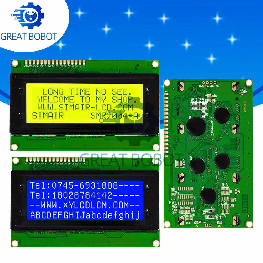 BS LCD2004 + I2C 2004 20x4 2004A ブルースクリーン HD44780 キャラクター LCD/w IIC/I2C シリアルインターフェイスアダプタモジュール Arduino モジュール用