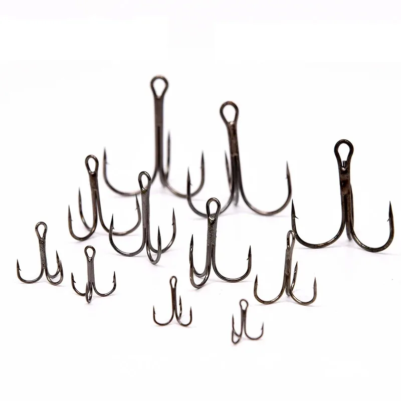 100/50pcs/Box Super Sharp Three Anchor Hook Sea Fishing Treble Barb Carbon Steel Triple Hooks for Jig Carp Fishing Lure Tackle