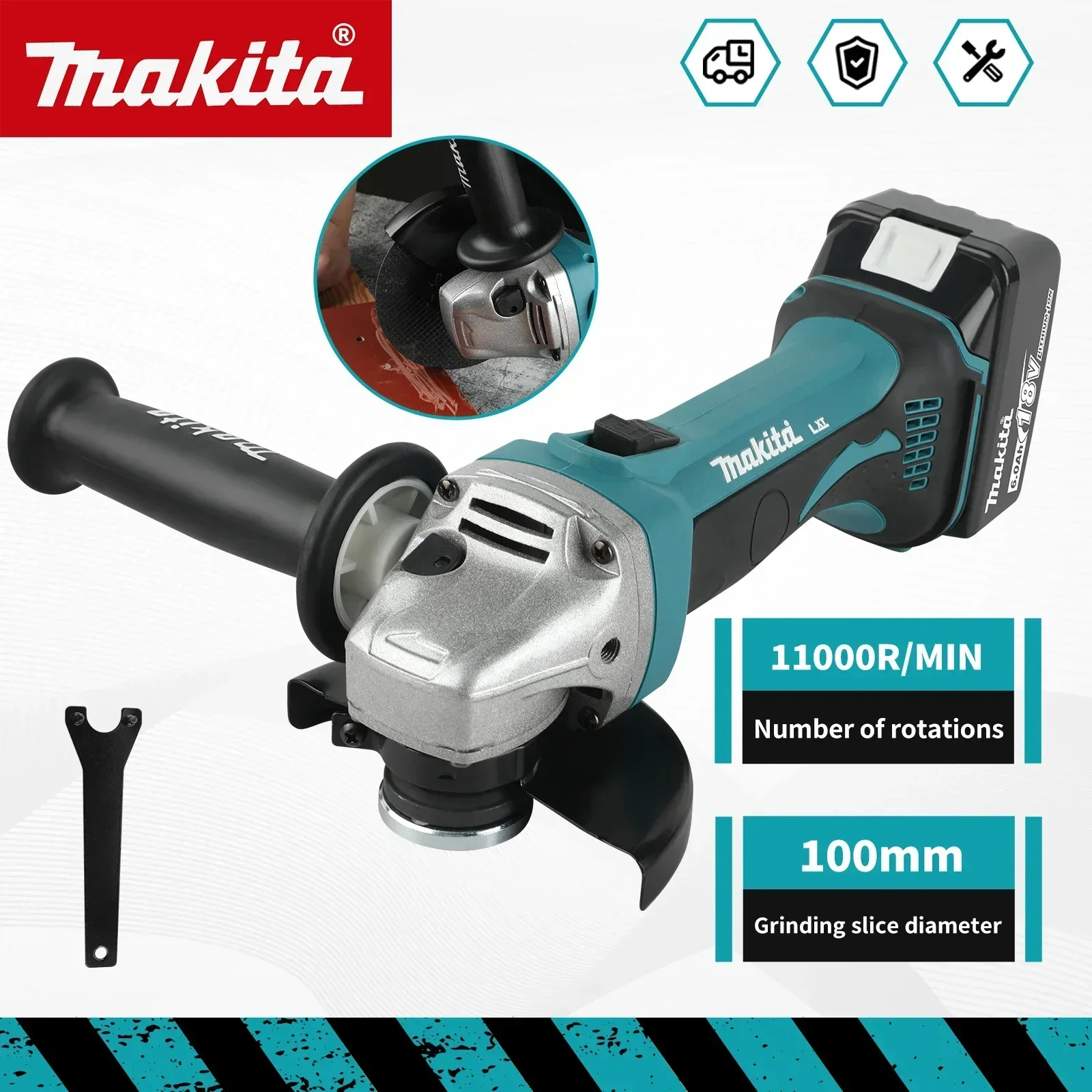 Makita's New Brushless Angle Grinder DCA402, Electric Tool, 18V Battery Polishing Machine, Brushless Angle Grinder