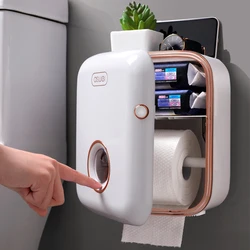 Paper Towel Dispenser Toilet Paper Holder Tissue Box Toilet Free Punching Storage Waterproof Bathroom Rack Shelf Rack