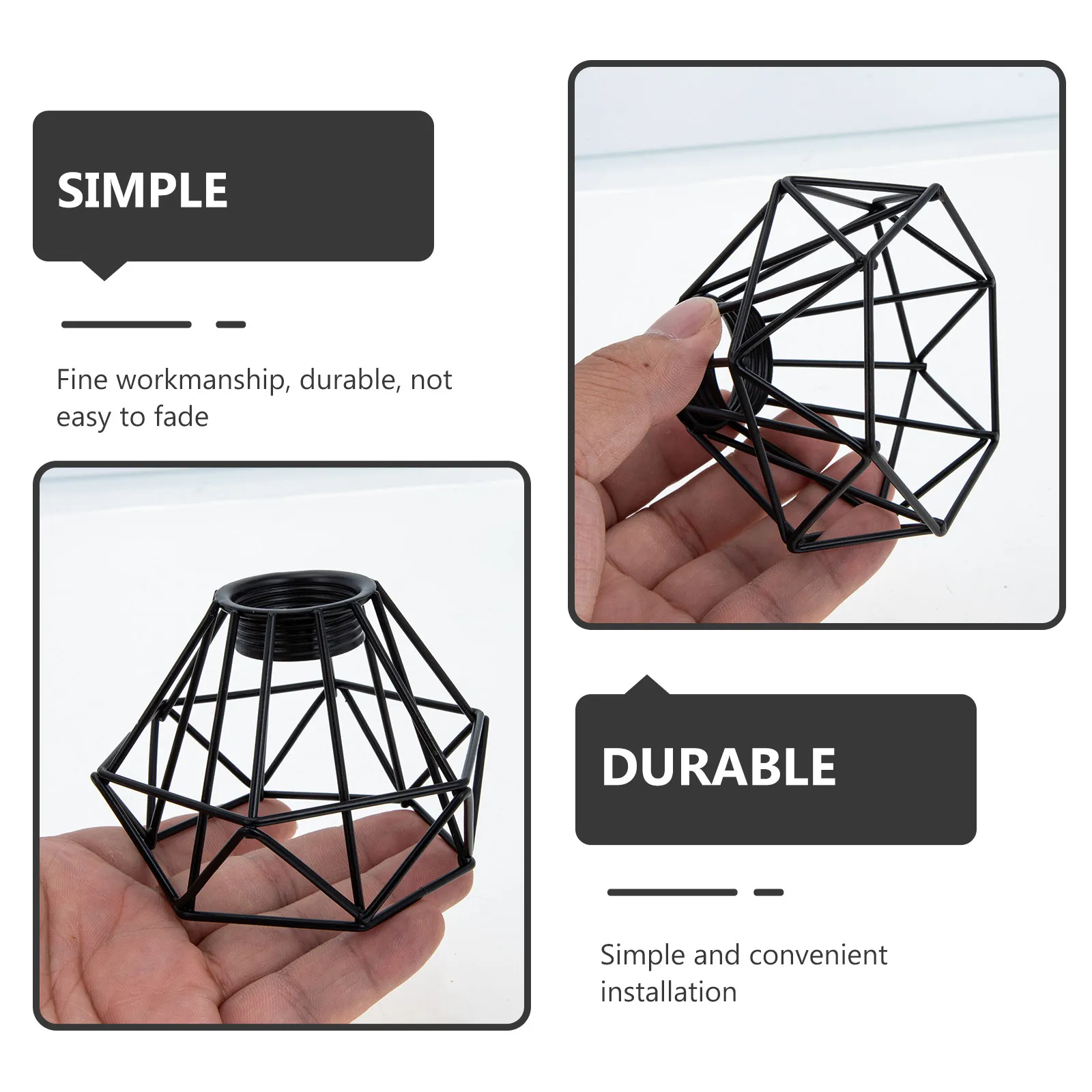 3Pcs Chic Shape Cage Lamp Shade Retro Industrial Light Cover Decorative Lampshade for Indoor Bulb Lighting