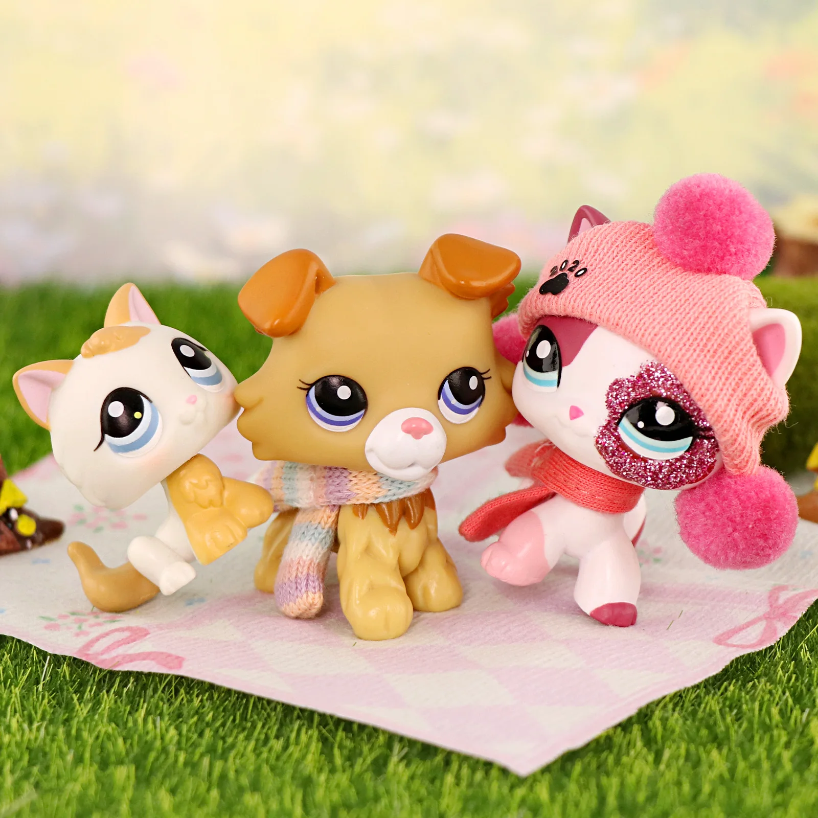 

3 Pcs Minilpsshop Bobble Head Toys Shorthair Cat #2291 Kitten #134 Collie #2452 Kids Gift for lps